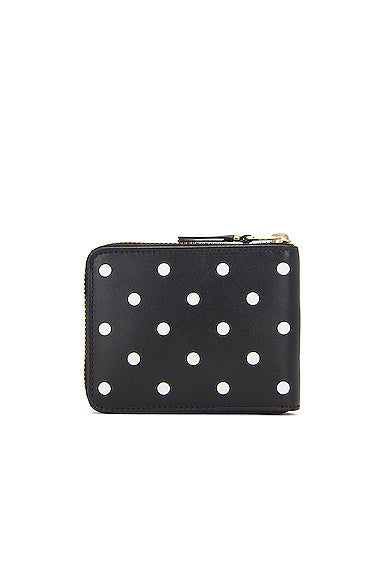 Dots Printed Leather Zip Wallet