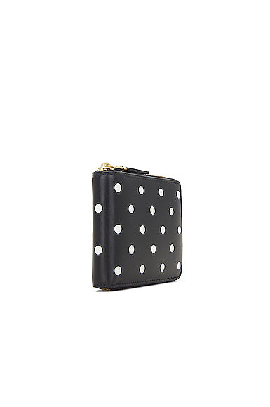 Dots Printed Leather Zip Wallet