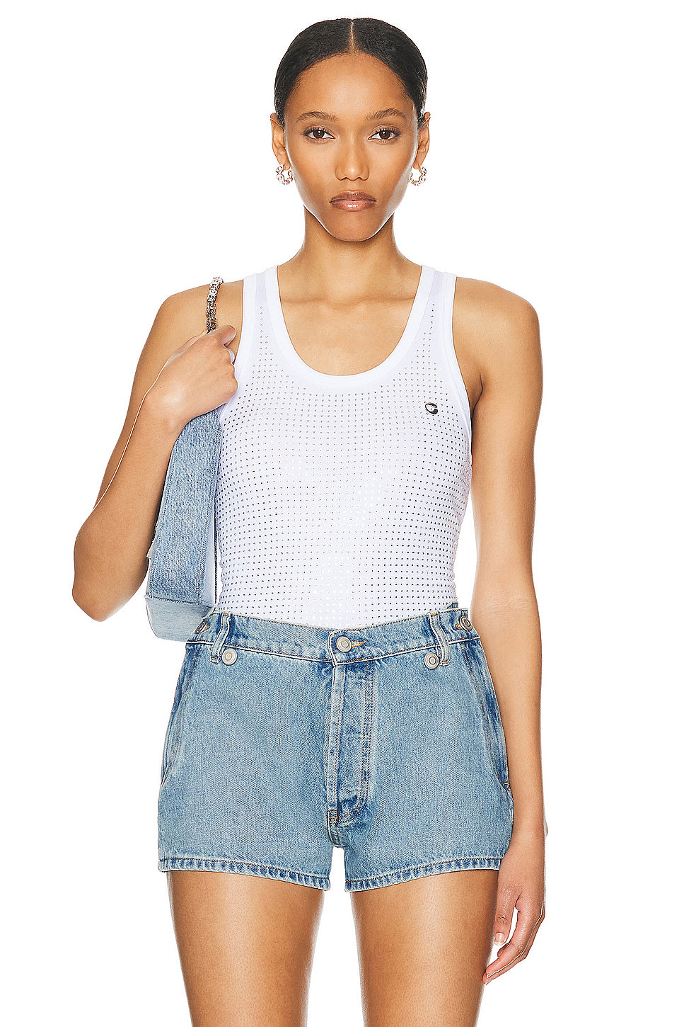 Crystal Embellished Logo Tank Top