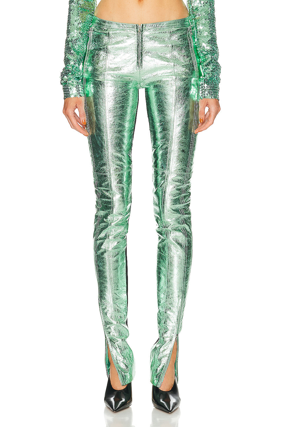 Metallic Leather Trouser