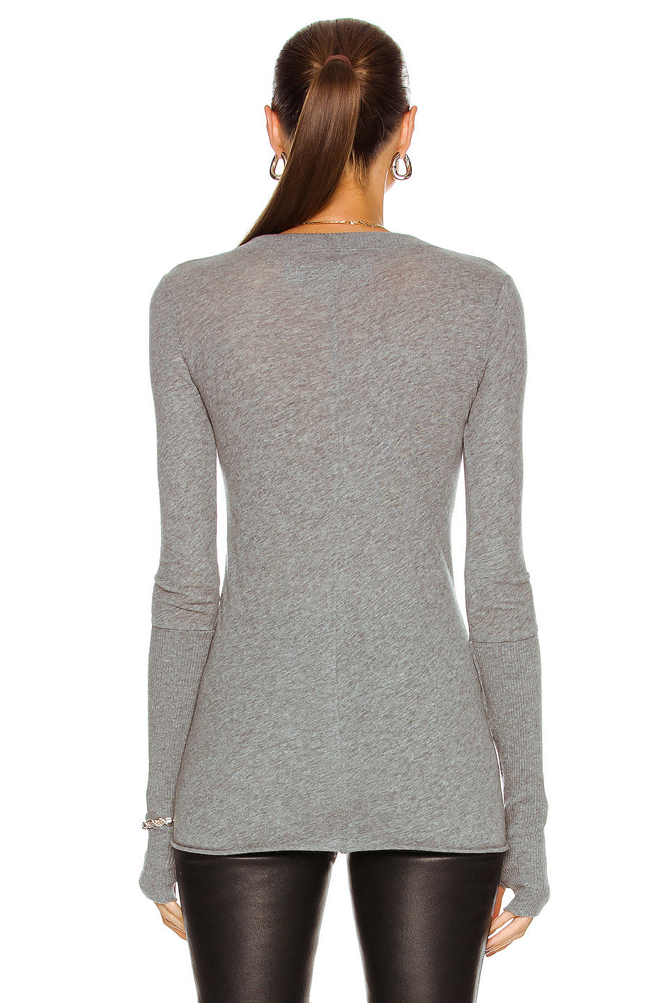 Cashmere Long Sleeve Cuffed Henley Top