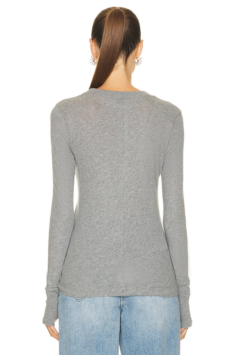 Cashmere Easy Cuffed U Neck Top