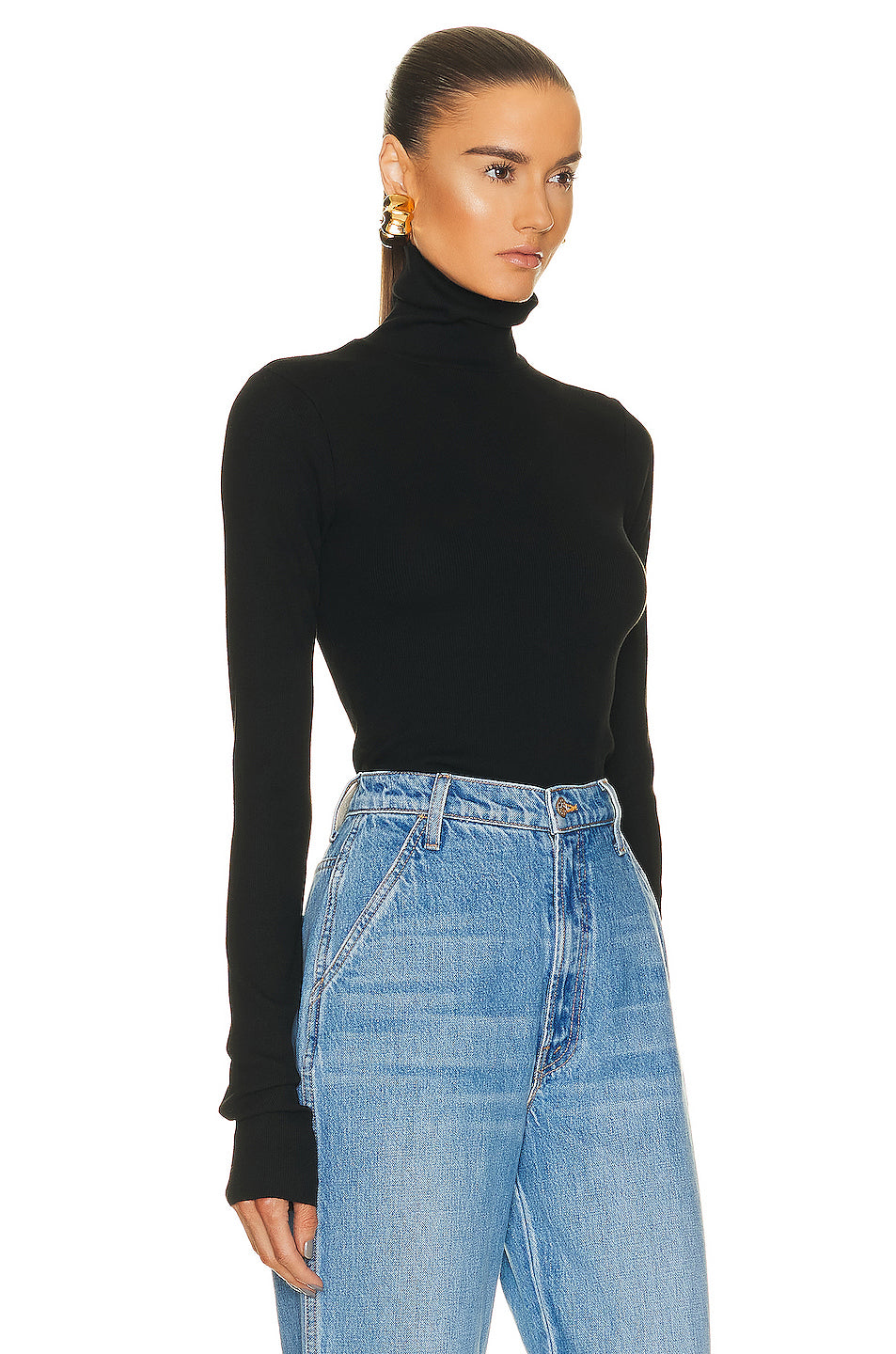 Cropped Fitted Turtleneck Top