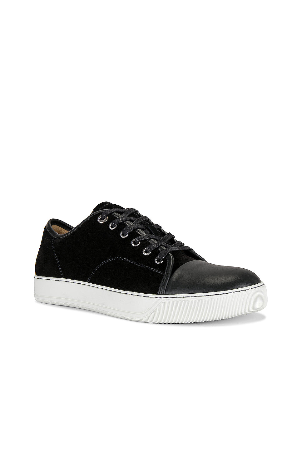 Suede And Nappa Captoe Low Top Sneaker