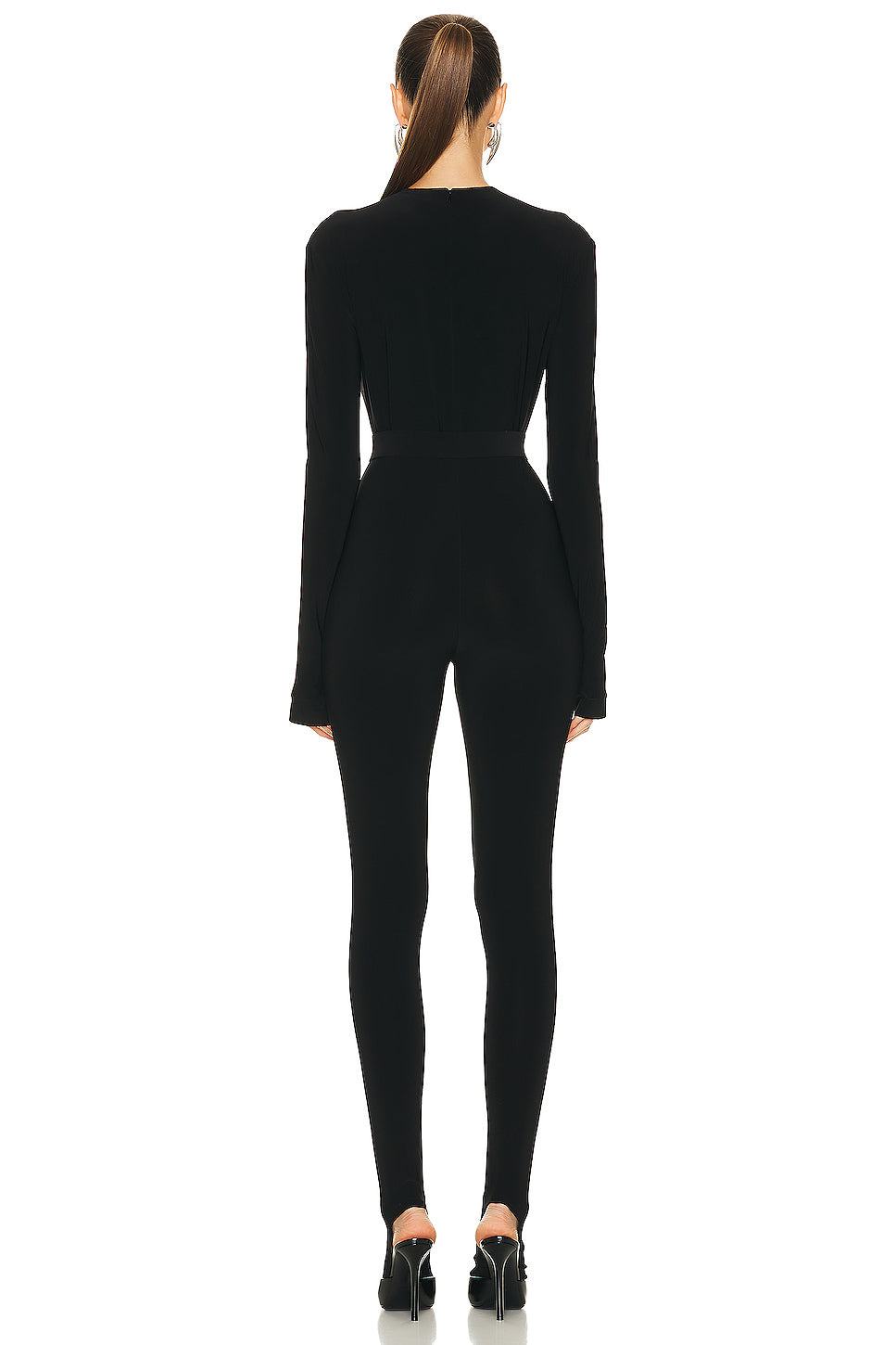 Long Sleeve Deep V Neck Catsuit