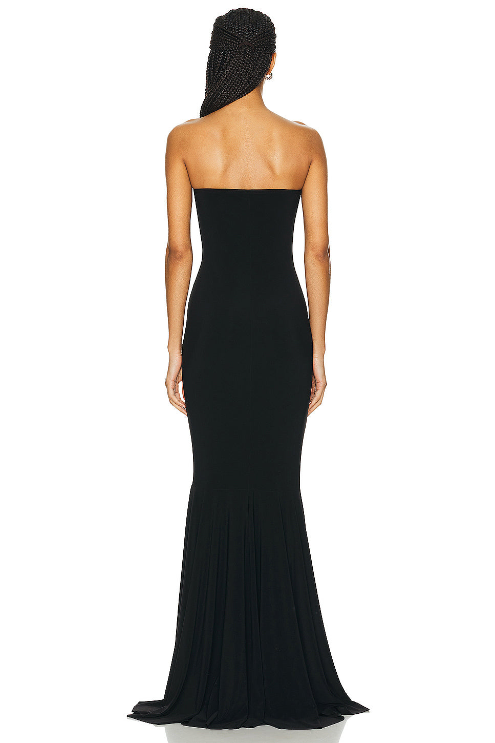 Strapless Shirred Front Fishtail Gown