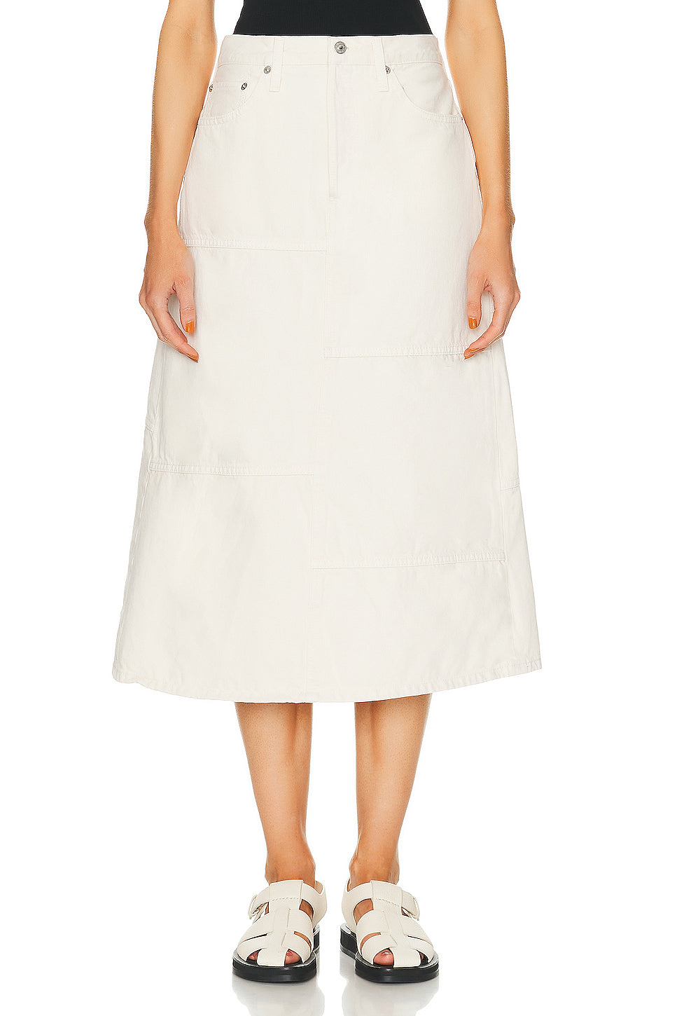 Mid Rise Seamed Skirt