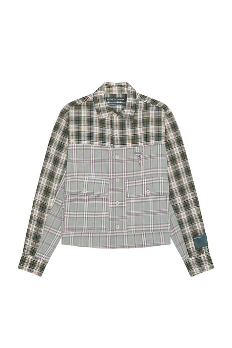 Cropped Split Flannel Shirt