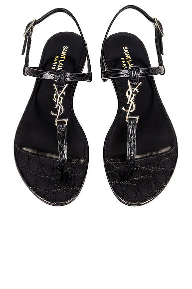 Cassandra Embossed Croc Flat Sandals