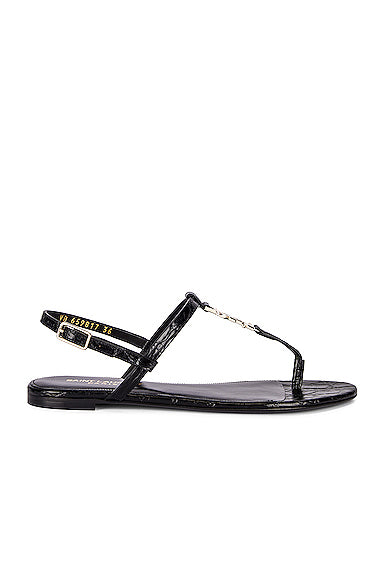 Cassandra Embossed Croc Flat Sandals