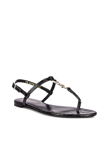 Cassandra Embossed Croc Flat Sandals