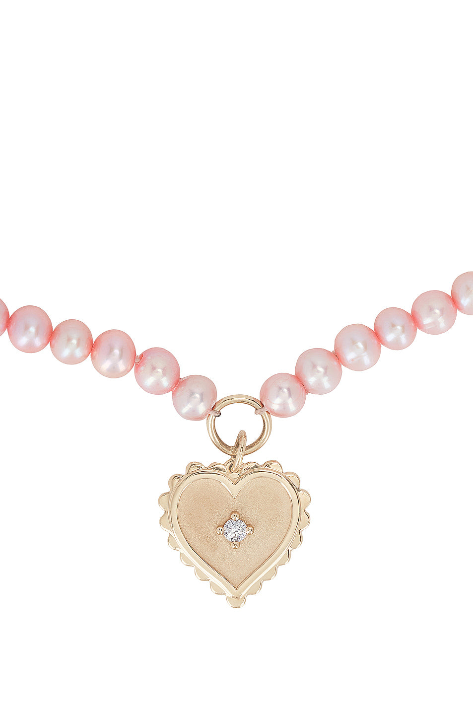 Scallop Heart Charm Beaded Choker