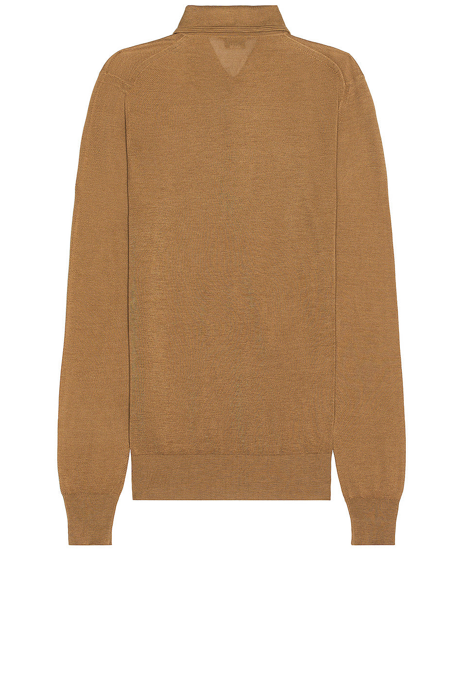 Piquet Long Sleeve Polo In Camel