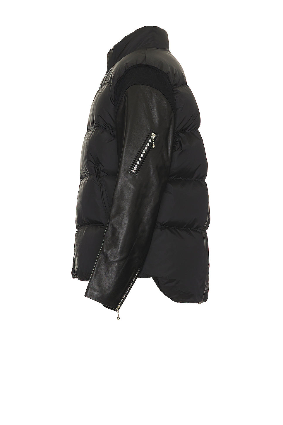 Leather Sleeve Puffer Blouson