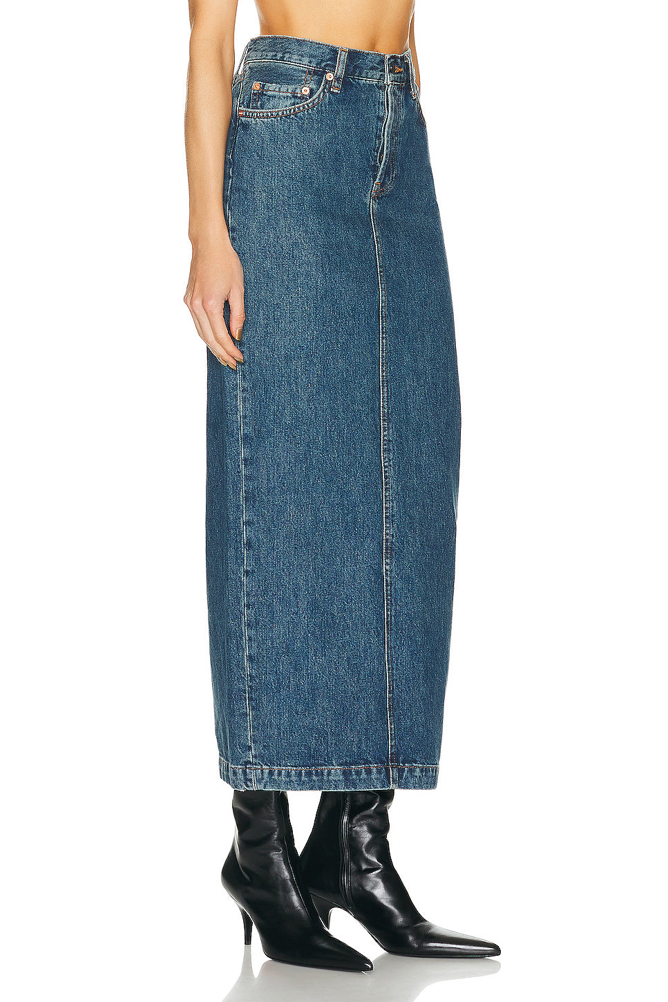 Denim Column Skirt