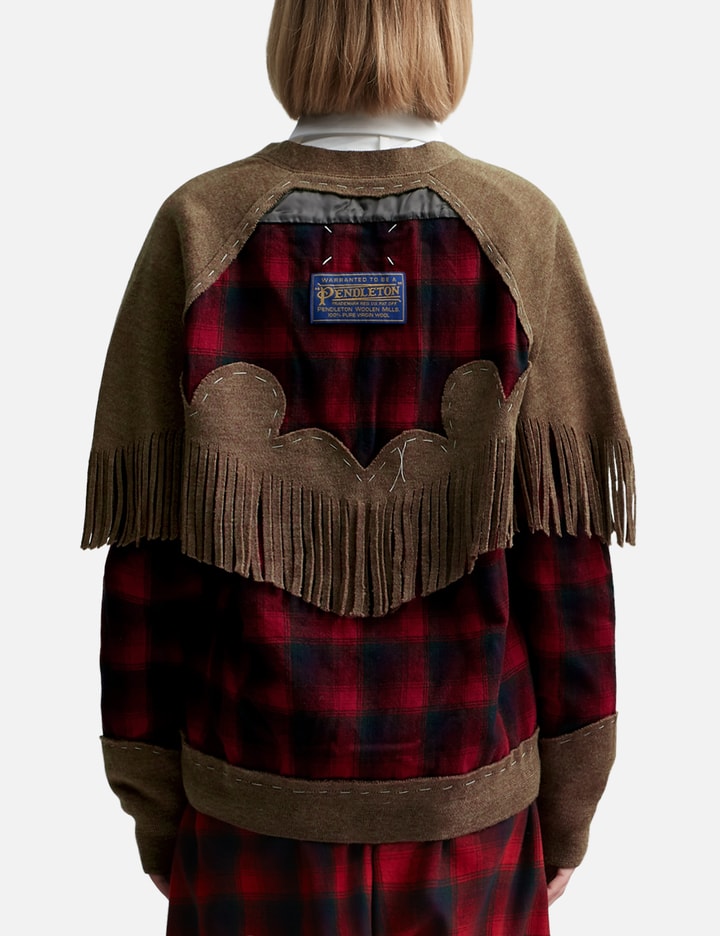 Check Fringe Pendleton Wool Cardigan