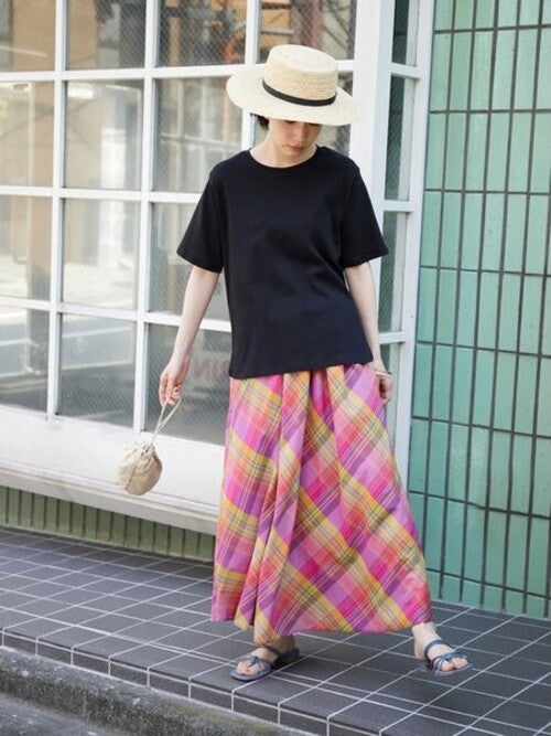 Madras Check Flare Skirt