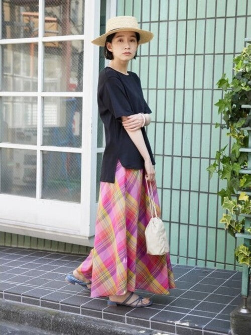 Madras Check Flare Skirt