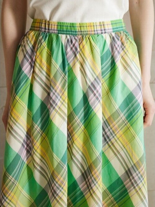 Madras Check Flare Skirt