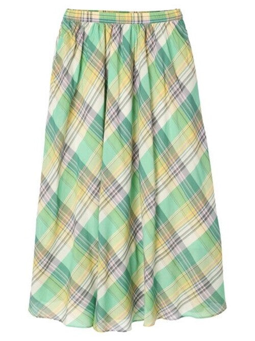 Madras Check Flare Skirt