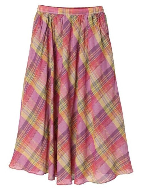 Madras Check Flare Skirt