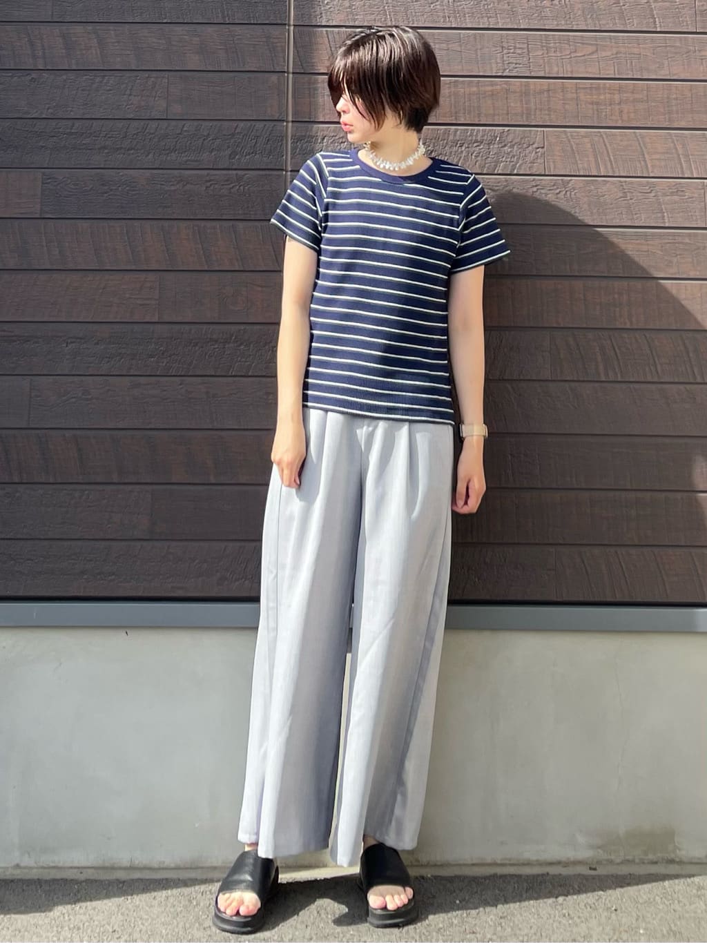 T-shirt garis garis Otaru Border T-Shirt