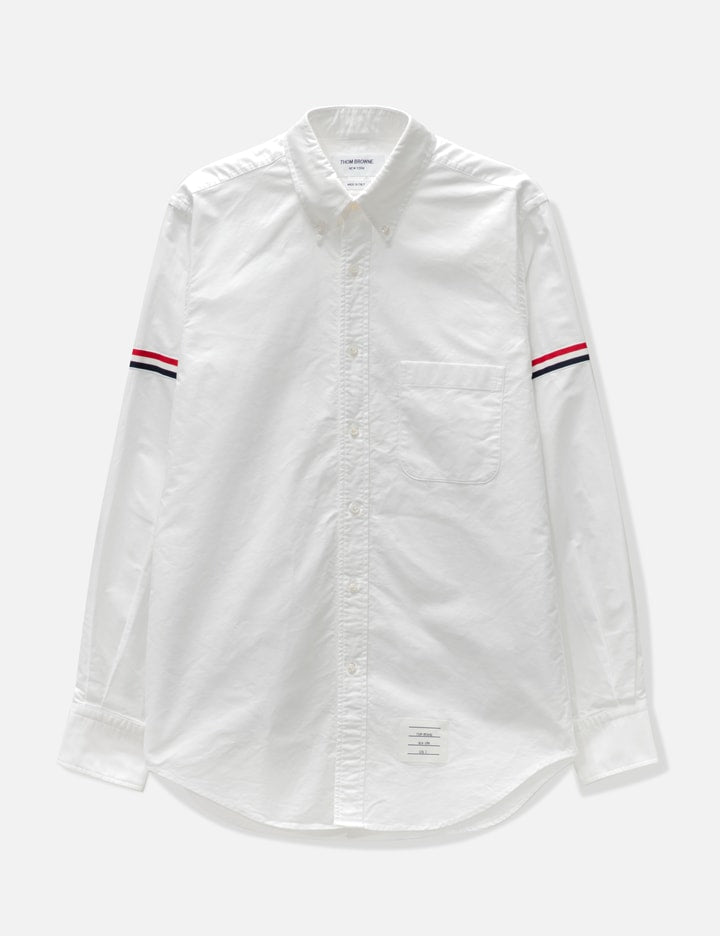 White Oxford Striped Grosgrain Armband Classic Shirt