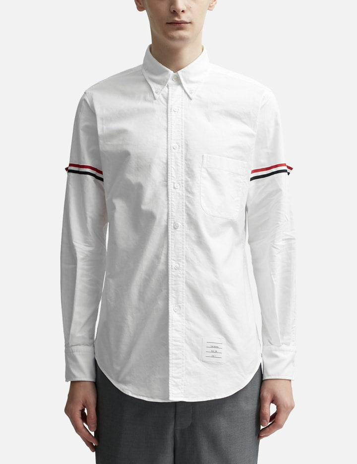 White Oxford Striped Grosgrain Armband Classic Shirt