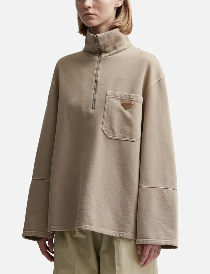 Turtleneck Cotton Fleece Blouson Jacket