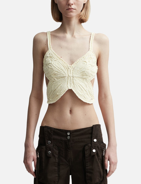 Cropped Top with Embroidery Butterfly